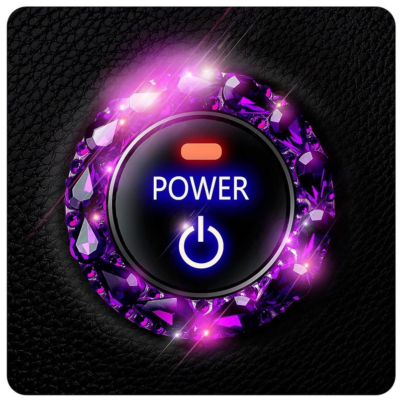 Murimt Bling Car Button Start Button Cover/Sticker for Wowen, Car Engine Start Stop Trim Ring, Shiny Crystal Rhinestone Key Ignition and Knob Ring (Gem Purpler)… - Image 1